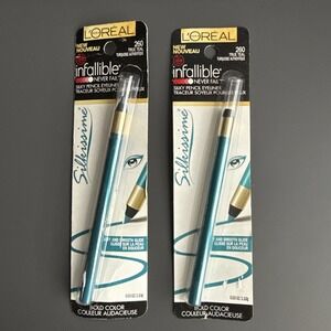 Lot X 2 L'Oréal Paris Infallible Silkissime Pencil Eyeliner 260 True Teal Need